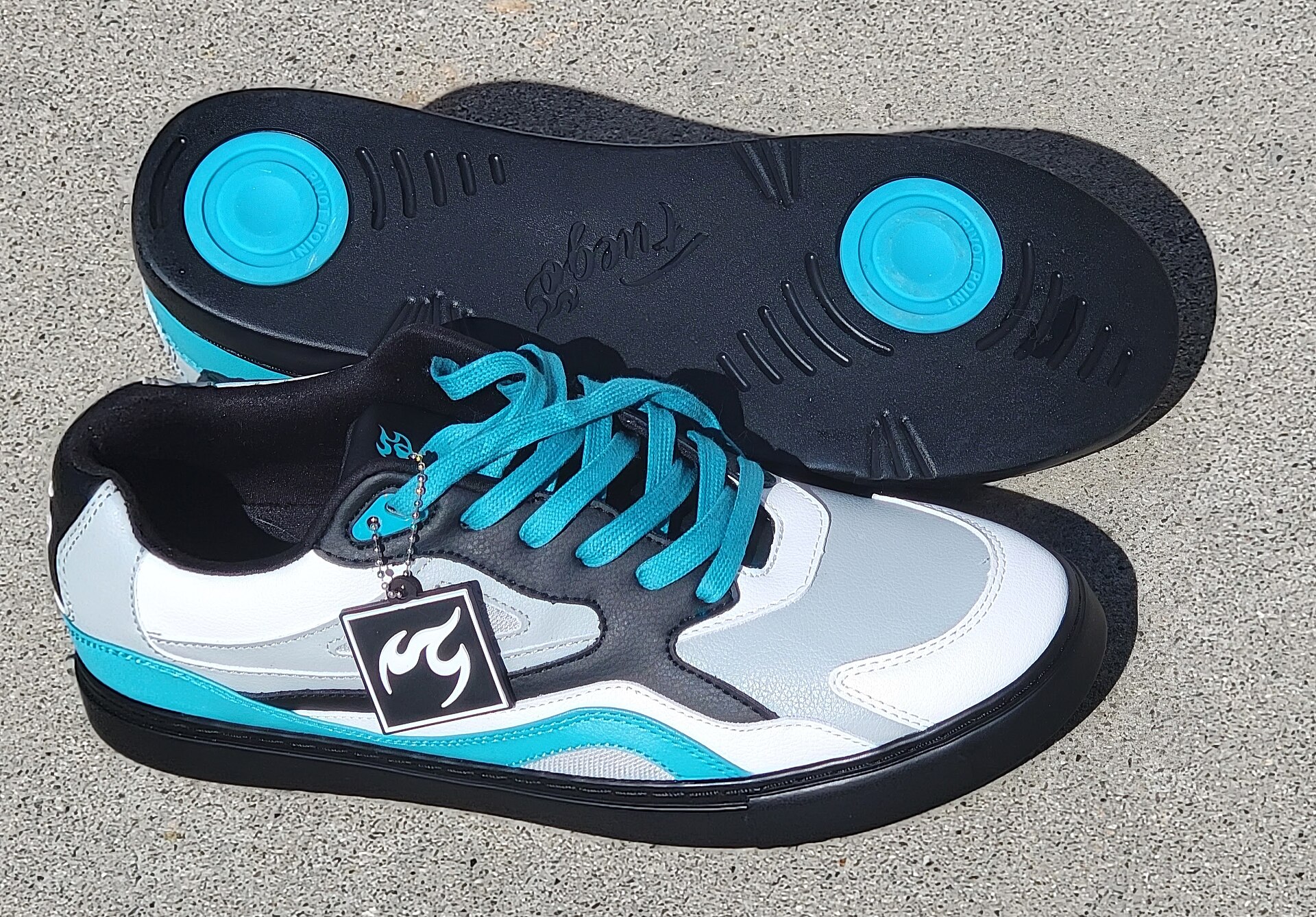 Detail of shoe soles and laces